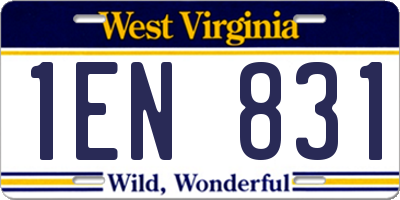 WV license plate 1EN831