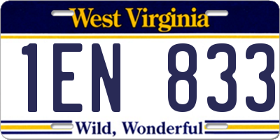 WV license plate 1EN833
