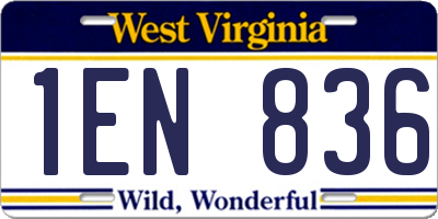 WV license plate 1EN836