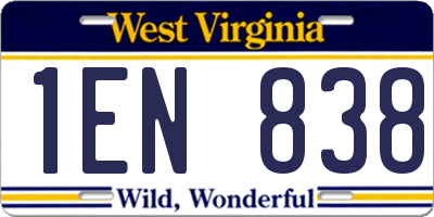 WV license plate 1EN838