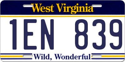 WV license plate 1EN839