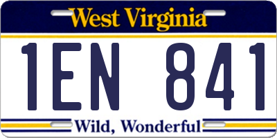 WV license plate 1EN841