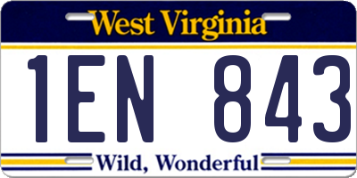 WV license plate 1EN843