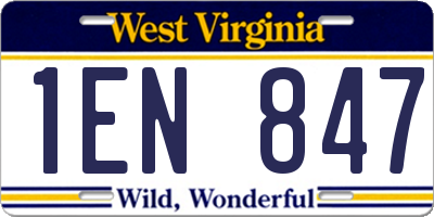 WV license plate 1EN847