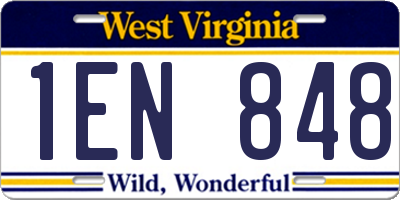 WV license plate 1EN848
