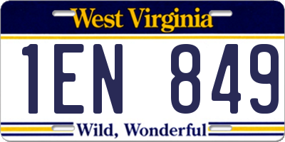 WV license plate 1EN849