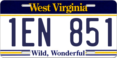 WV license plate 1EN851