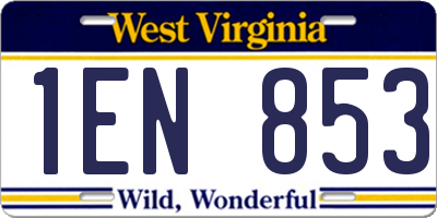 WV license plate 1EN853