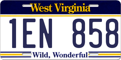 WV license plate 1EN858