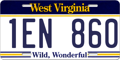 WV license plate 1EN860
