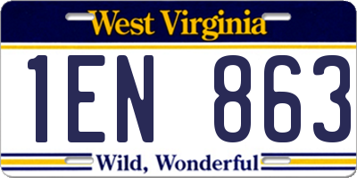 WV license plate 1EN863
