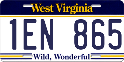 WV license plate 1EN865
