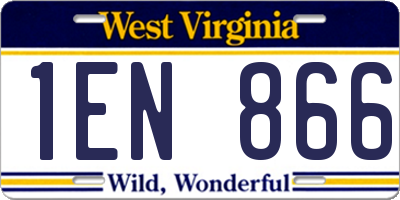 WV license plate 1EN866