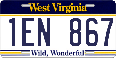 WV license plate 1EN867
