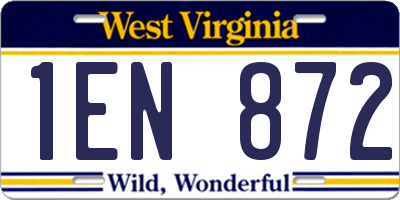 WV license plate 1EN872