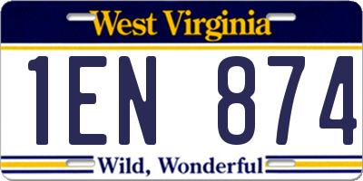 WV license plate 1EN874