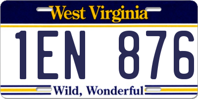 WV license plate 1EN876