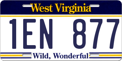 WV license plate 1EN877