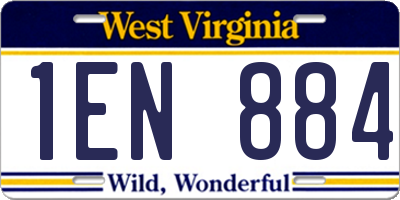 WV license plate 1EN884