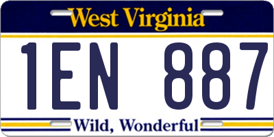 WV license plate 1EN887