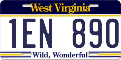WV license plate 1EN890