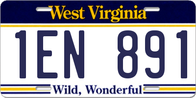 WV license plate 1EN891