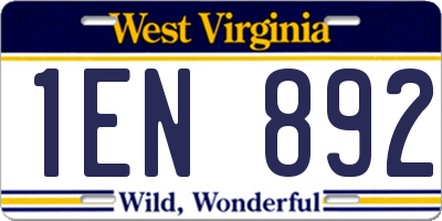 WV license plate 1EN892