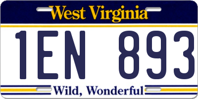 WV license plate 1EN893