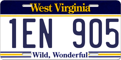 WV license plate 1EN905