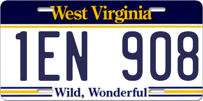 WV license plate 1EN908