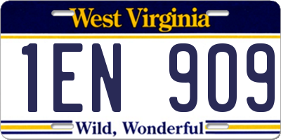 WV license plate 1EN909