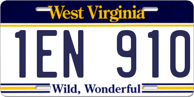 WV license plate 1EN910