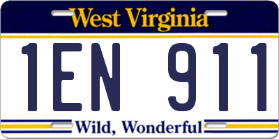 WV license plate 1EN911