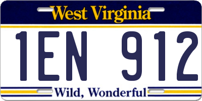 WV license plate 1EN912