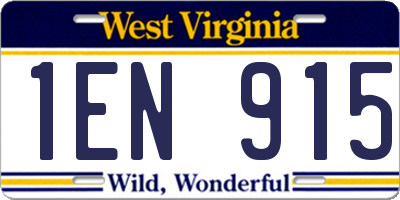 WV license plate 1EN915