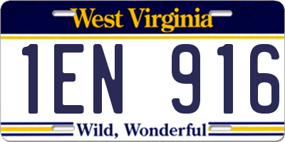 WV license plate 1EN916