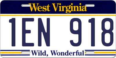 WV license plate 1EN918
