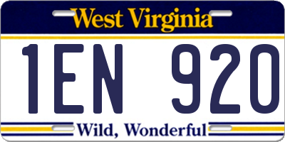 WV license plate 1EN920