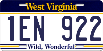 WV license plate 1EN922