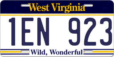 WV license plate 1EN923