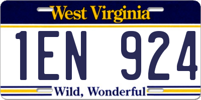WV license plate 1EN924