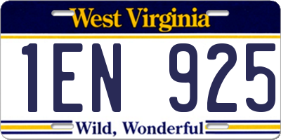 WV license plate 1EN925
