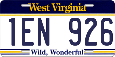 WV license plate 1EN926