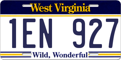 WV license plate 1EN927