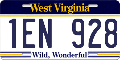WV license plate 1EN928