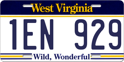 WV license plate 1EN929