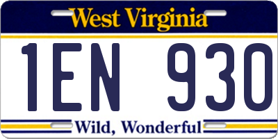 WV license plate 1EN930