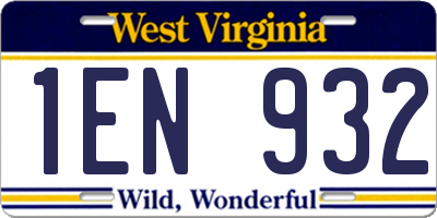 WV license plate 1EN932