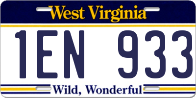 WV license plate 1EN933