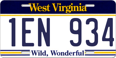 WV license plate 1EN934